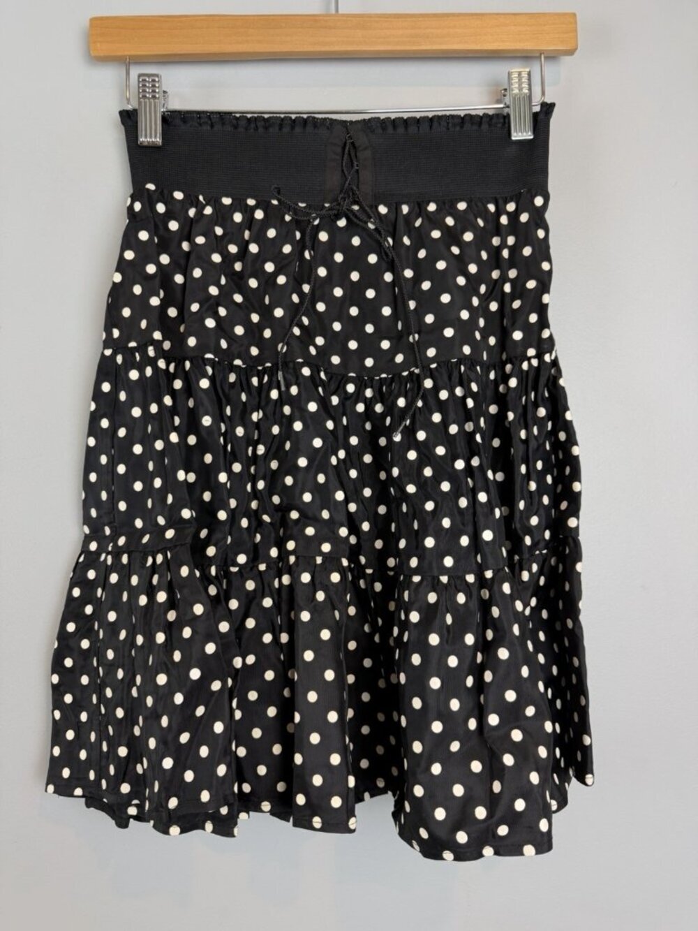 Cristina Maxx Polka Dot Skirt Size Small Lace Up Waist Tiered Vtg 80s 90s